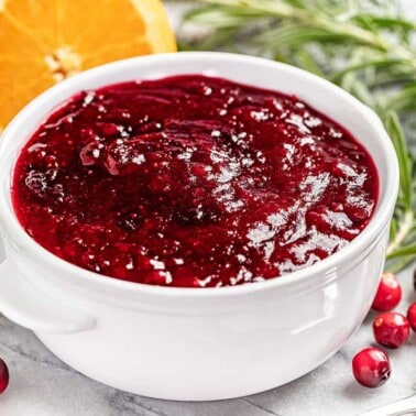 bowl of cranberry sauce.